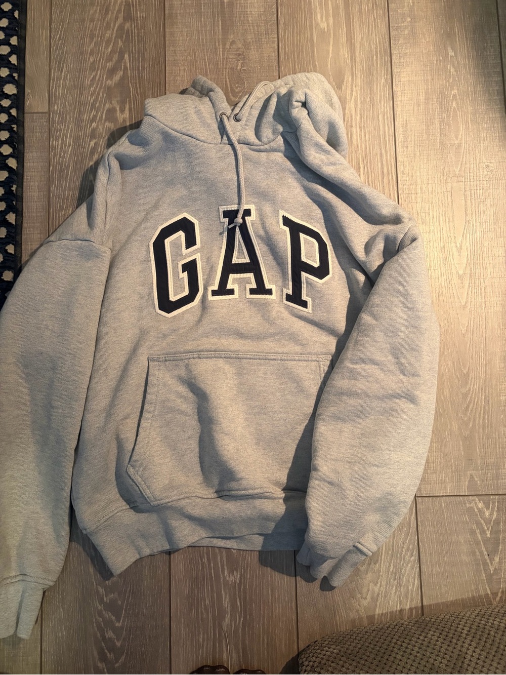 GAP Light Gray Crewneck Hoodie with Black Logo